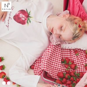 ナルエー パジャマ コットンスムースいちごセットアップ セットアップ 上下セット ルームウェア 長袖 綿100％ NARUE