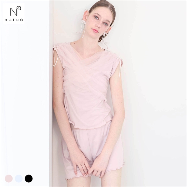 ナルエー パジャマ ルナ・チュールセットアップ 上下セット ルームウェア 半袖 NARUE