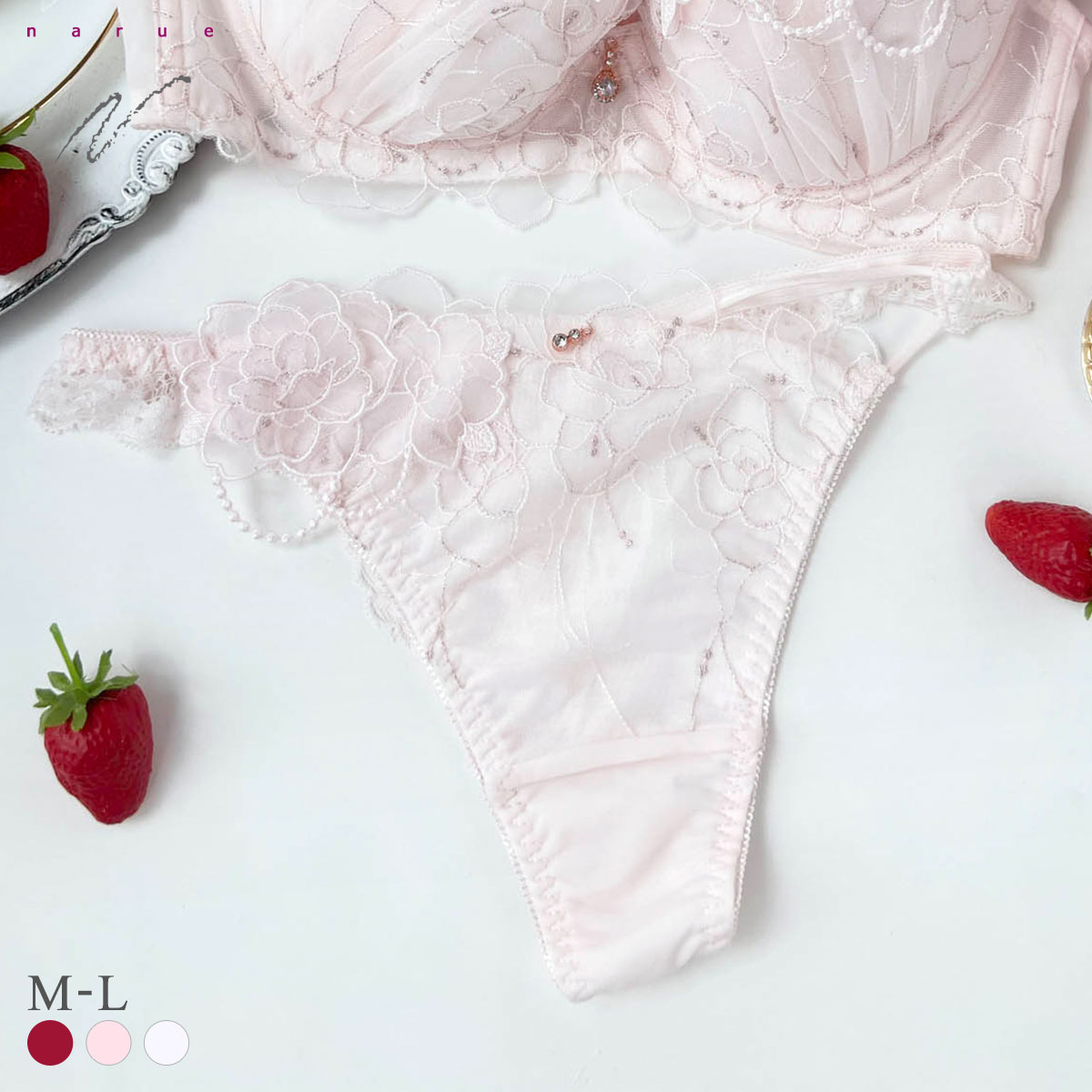 ナルエー ランジェリー ローザ Tバックショーツ M タンガ ソング ストリング 単品 NARUE(PI-ピンク-M)