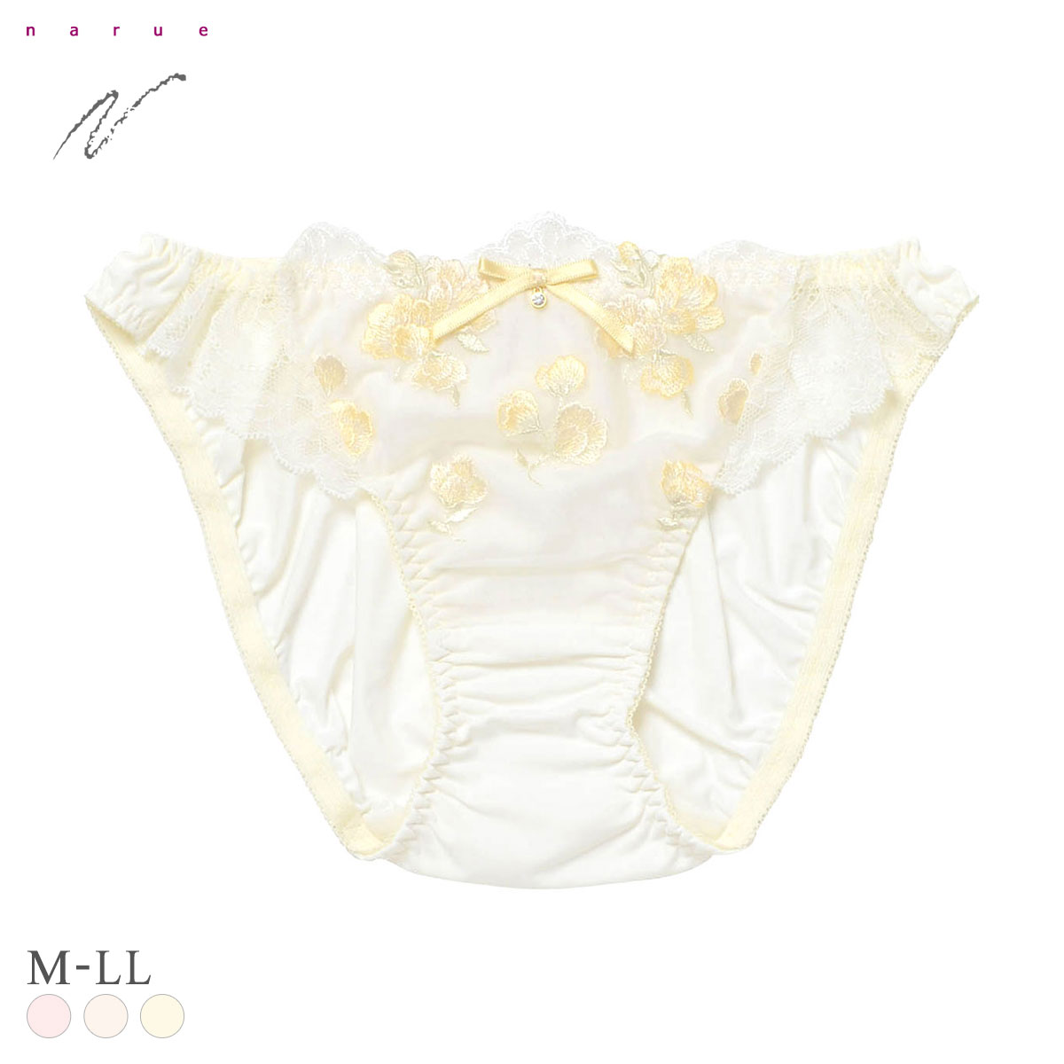 ナルエー ランジェリー リリアン ショーツ スタンダード ノーマル NARUE 大きいサイズ(YE-イエロー-M)