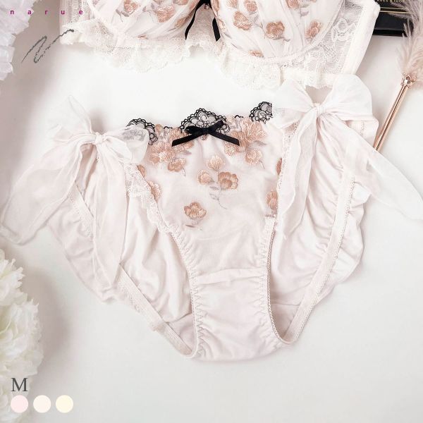 ナルエー ランジェリー リリアン ショーツ サイドリボン バックレース フルバック NARUE