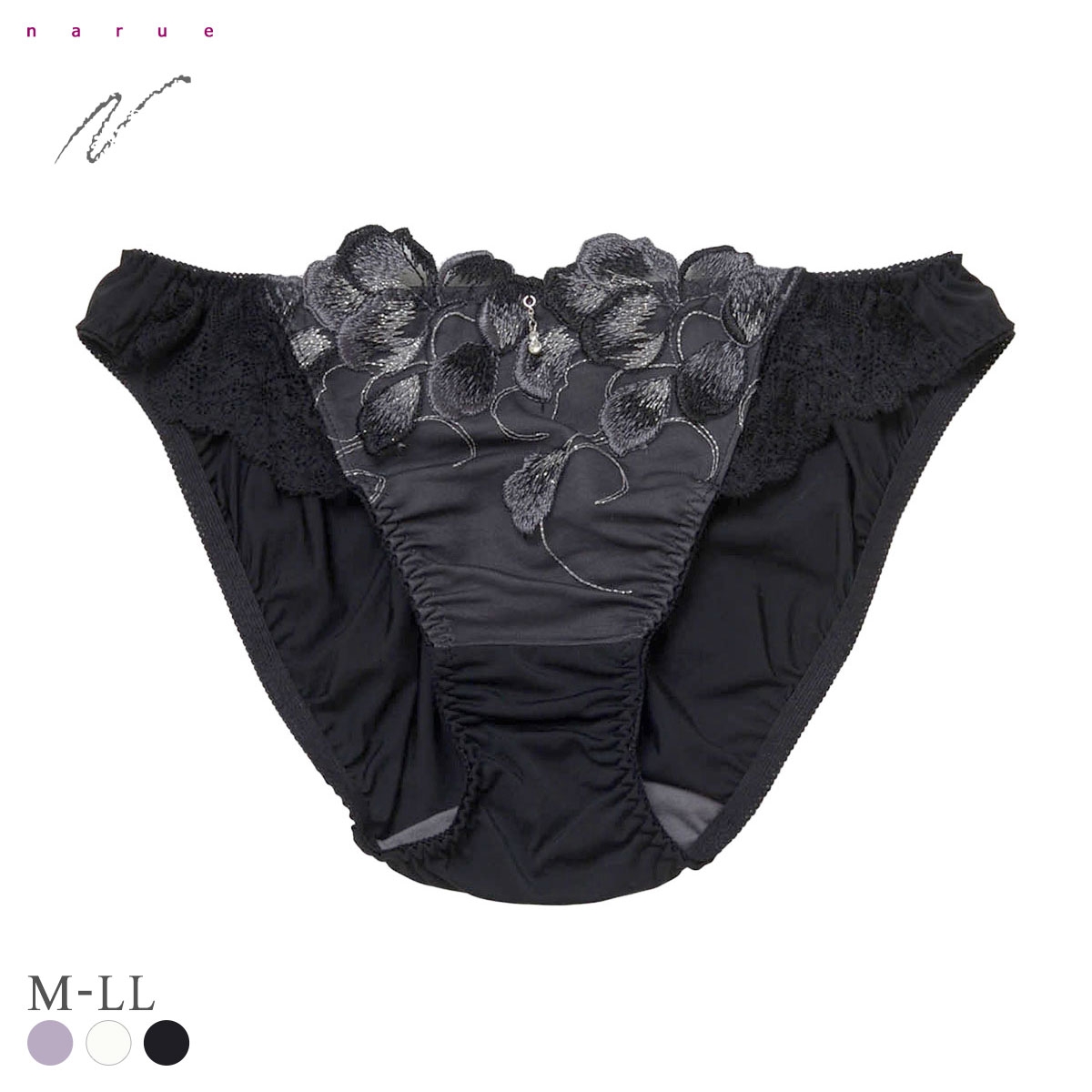 ナルエー ランジェリー オーロラ ショーツ M L LL スタンダード ノーマル ビキニ 大きいサイズ NARUE(BK-ブラック-M)