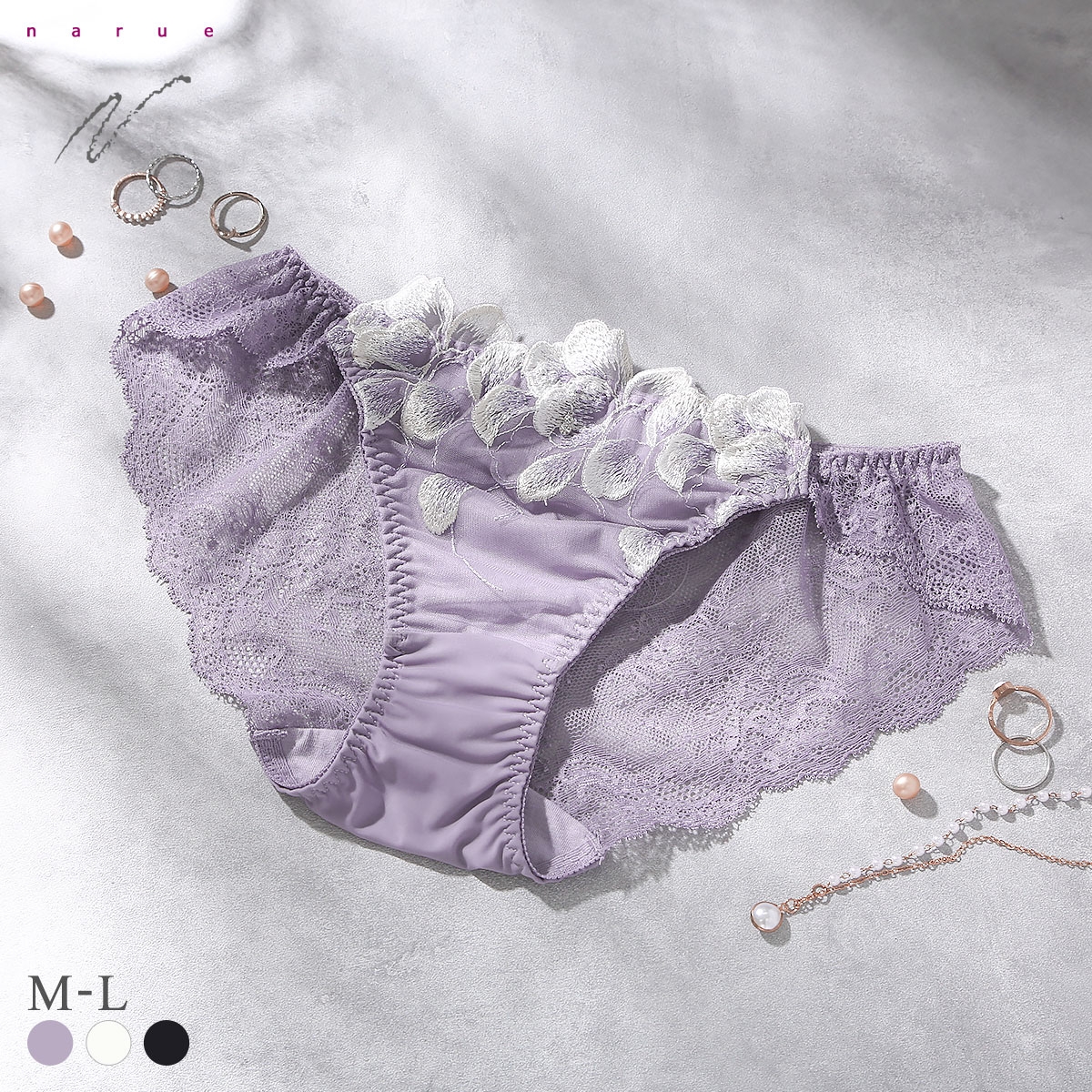 ナルエー ランジェリー オーロラ ショーツ スタンダード 総レース バックレース NARUE(PU-パープル-M)