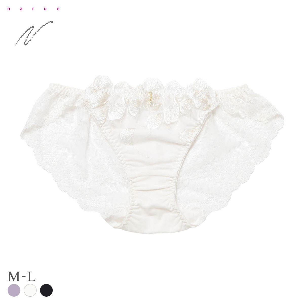 ナルエー ランジェリー オーロラ ショーツ スタンダード 総レース バックレース NARUE(WH-ホワイト-M)