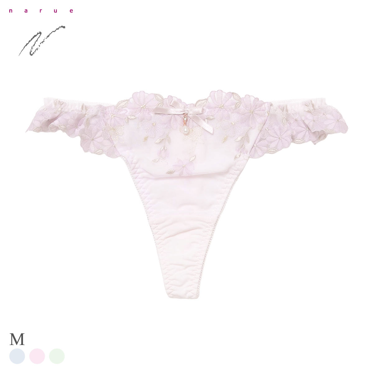 ナルエー ランジェリー マーガレット Tバックショーツ M タンガ ソング レース 単品 NARUE(PI-ピンク-M)