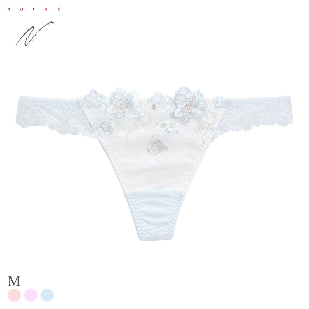 ナルエー ランジェリー ティア Tバック ショーツ タンガ バックレース 総レース NARUE(BU-ブルー-M)