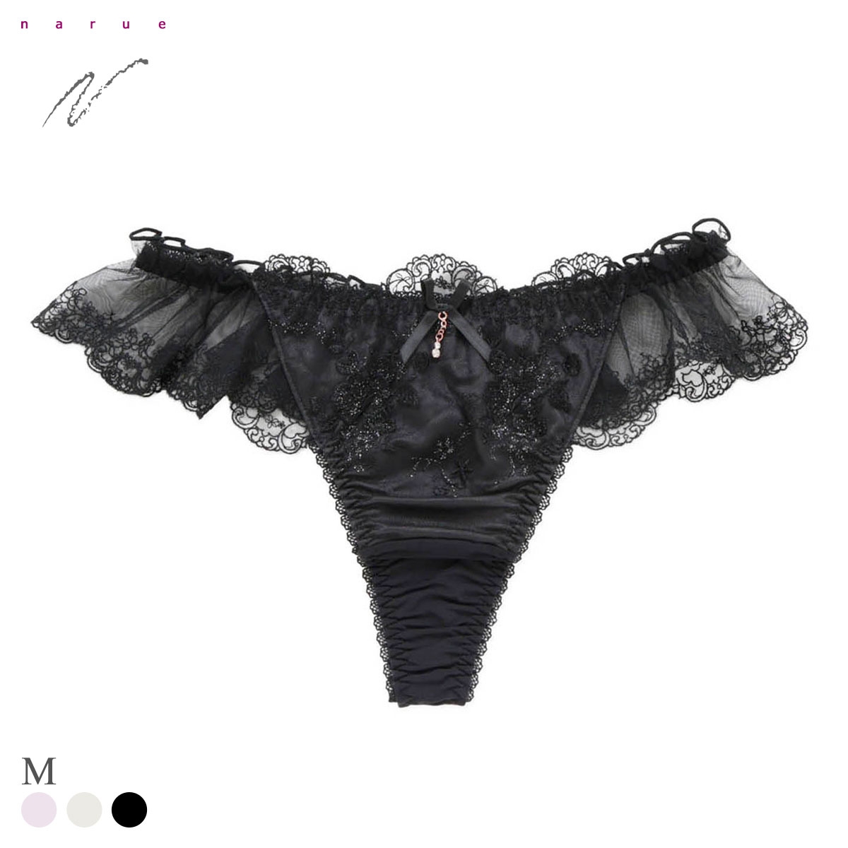 ナルエー ランジェリー ジル ショーツ Tバック NARUE(BK-ブラック-M)