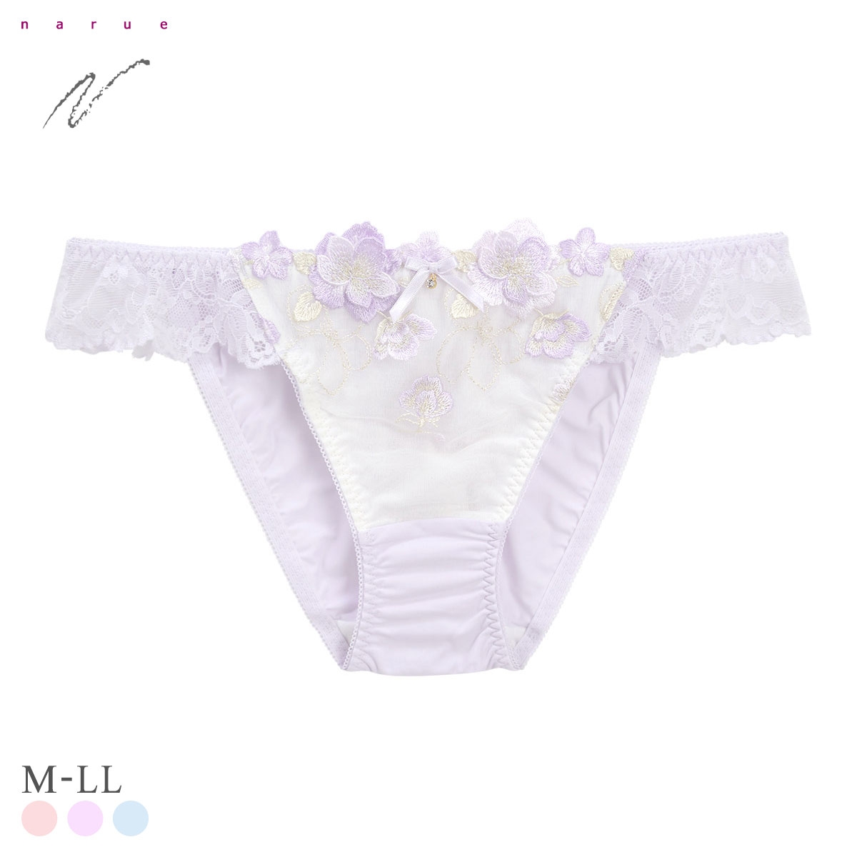 ナルエー ランジェリー ティア ショーツ M L LL スタンダード ノーマル ビキニ NARUE(PU-パープル-M)