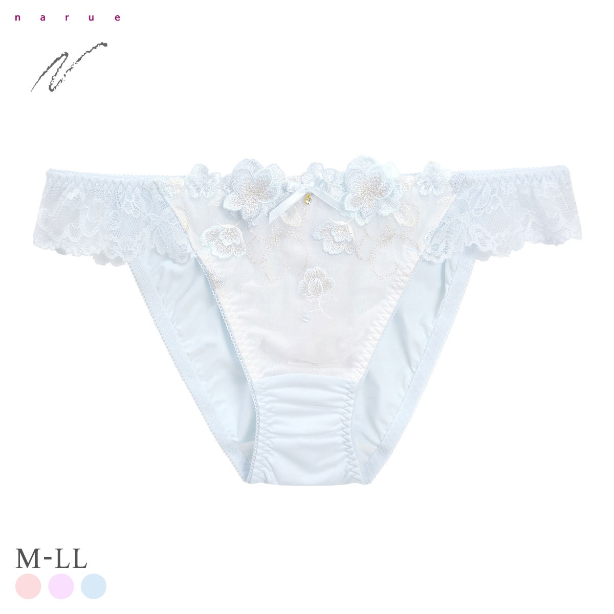 ナルエー ランジェリー ティア ショーツ M L LL スタンダード ノーマル ビキニ NARUE(BU-ブルー-M)