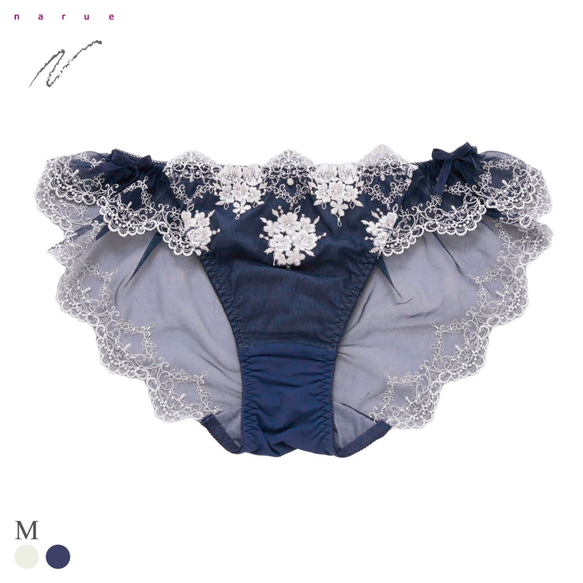 ナルエー ランジェリー ピュアリー ショーツ バックレース 総レース NARUE(NV-ネイビー-M)