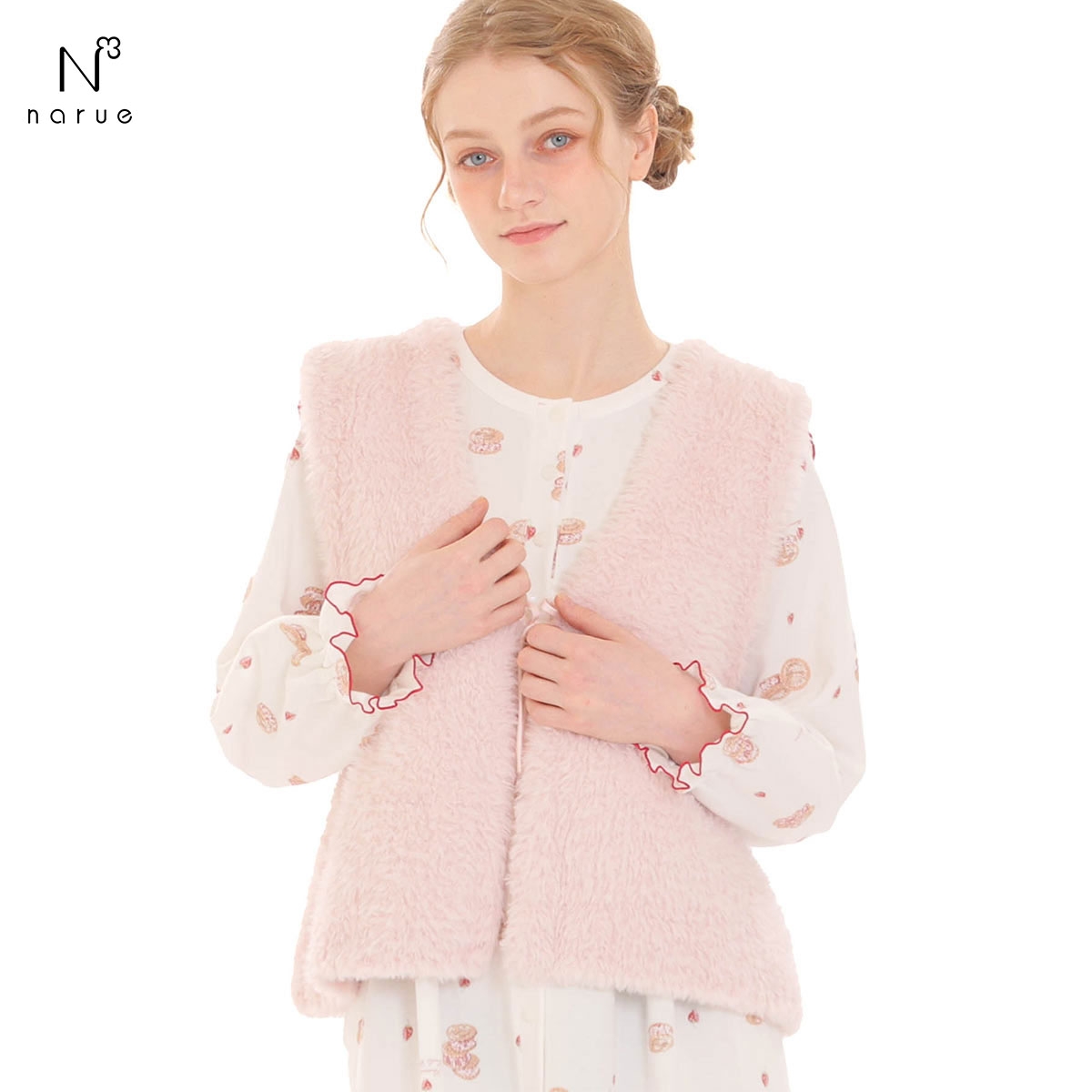 ナルエー モールニットファージレ カーディガン ルームウェア パジャマ 長袖 Narue moontan(PI-ピンク-M-L)
