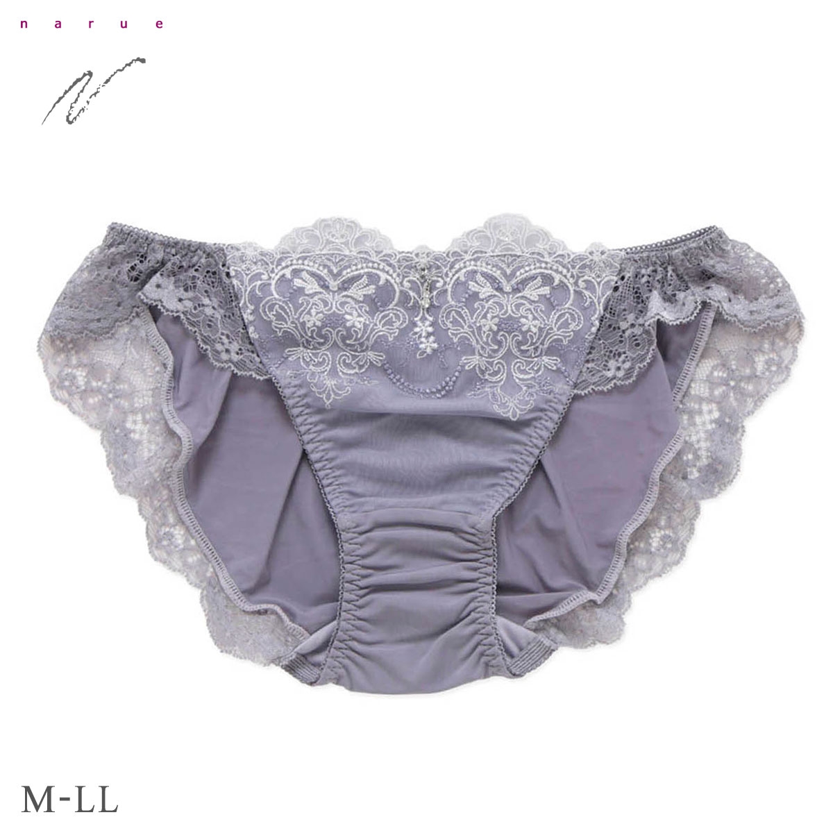 ナルエー ランジェリー エラ ショーツ M L スタンダード ノーマル ビキニ バックレース NARUE(GY-グレー-M)