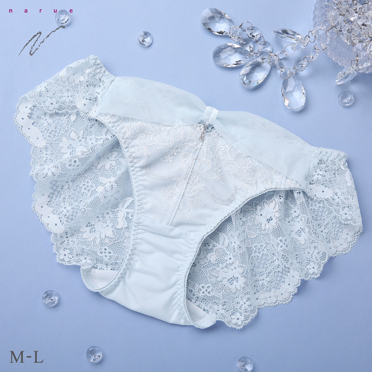 ナルエー ランジェリー エラ ショーツ 総レース バックレース スタンダード ノーマル ビキニ NARUE(BU-ブルー-M)