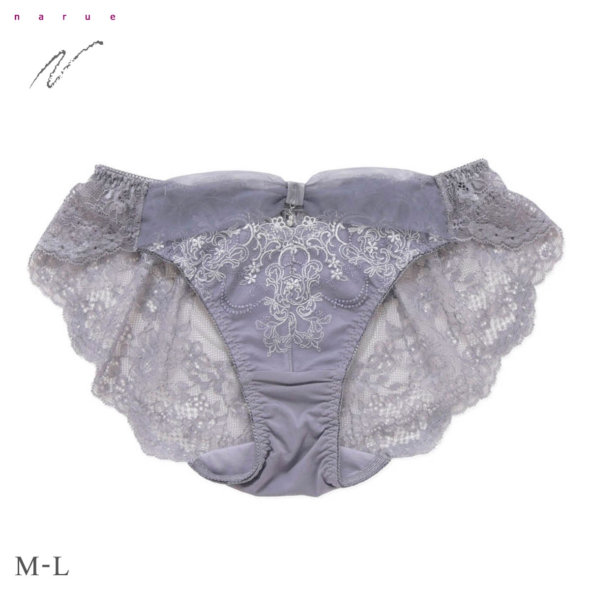 ナルエー ランジェリー エラ ショーツ 総レース バックレース スタンダード ノーマル ビキニ NARUE(GY-グレー-M)