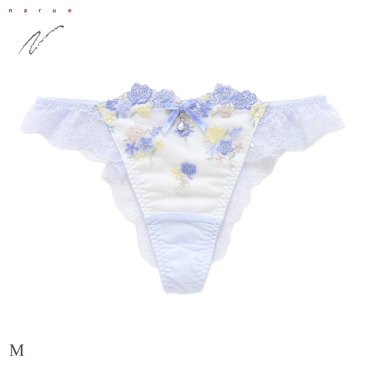 ナルエー ランジェリー ココフルール ショーツ Tバック バックレース 総レース NARUE(BU-ブルー-M)