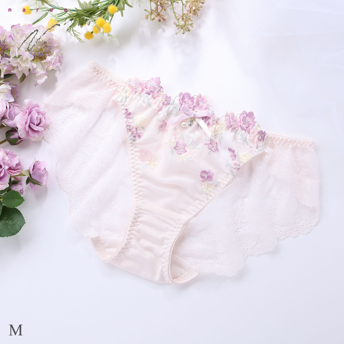 ナルエー ランジェリー ココフルール ショーツ 総レース バックレース NARUE(PU-パープル-M)