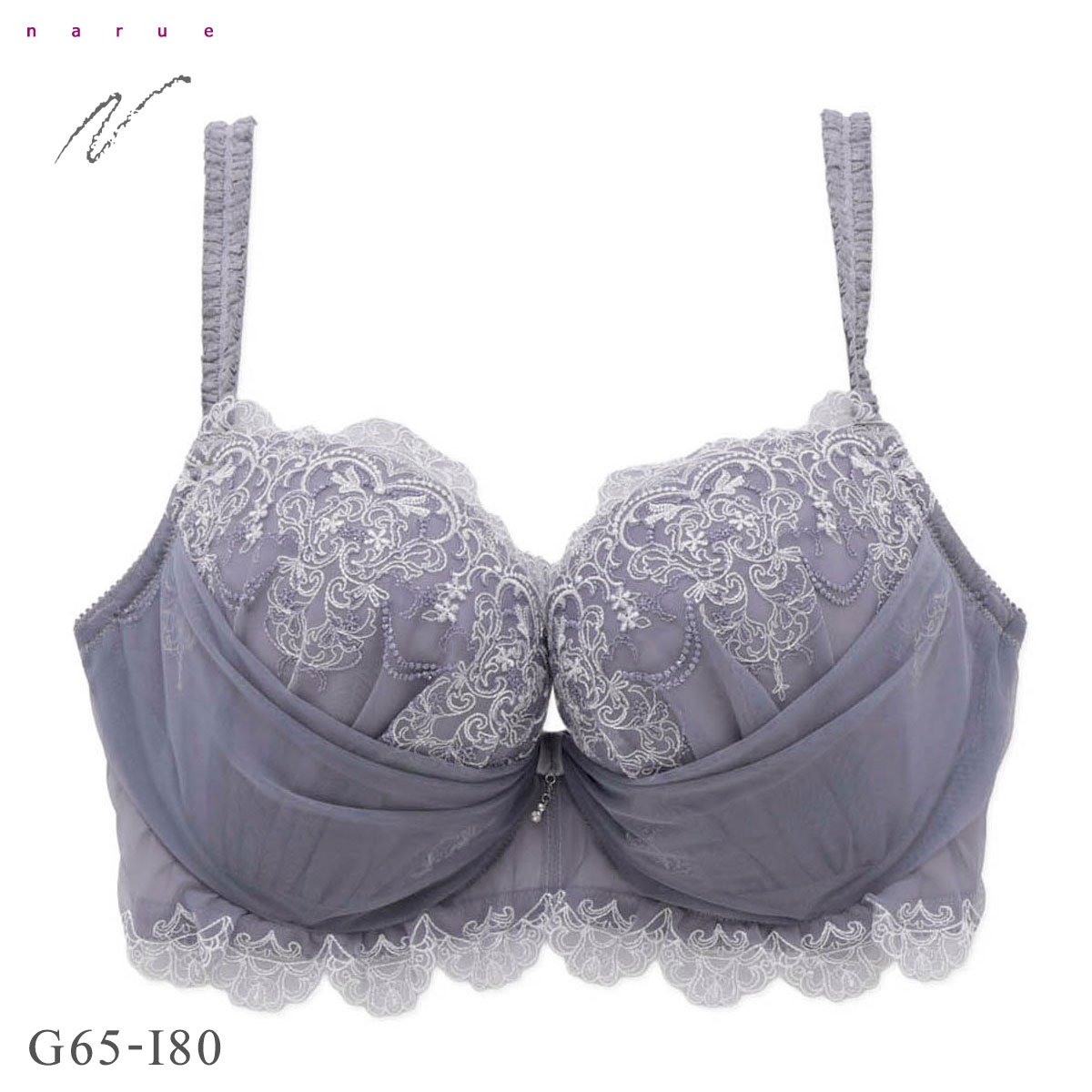 ナルエー ランジェリー エラ ブラジャー GHI グラマー 大きいサイズ NARUE(GY-グレー-G65)