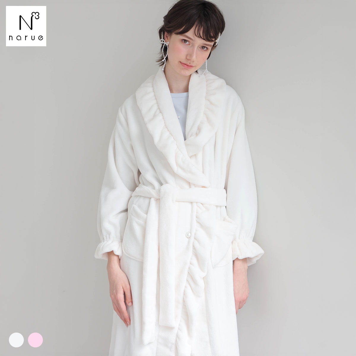 ナルエー パジャマ ソフティースノーフリルガウン 長袖 ルームウェア NARUE