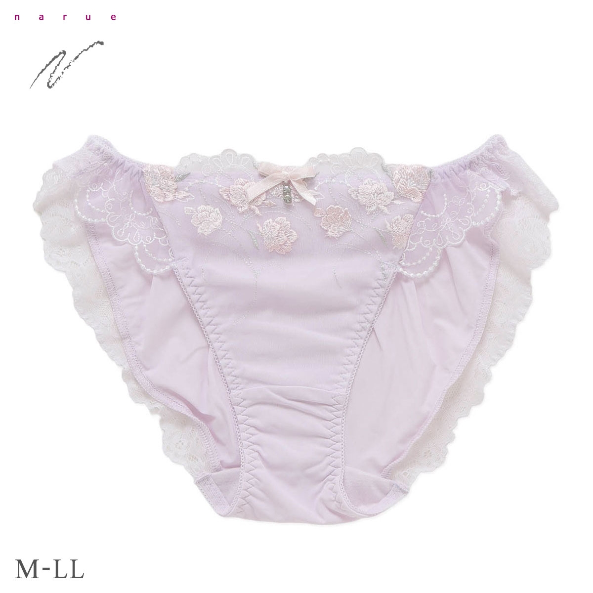 ナルエー ランジェリー ビジュードフルール ショーツ M L LL スタンダード バックレース ノーマル ビキニ 大きいサイズ NARUE(PU-パープル-M)