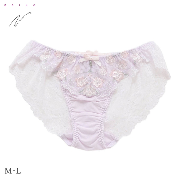 ナルエー ランジェリー ビジュードフルール バックレース 総レース ショーツ M L スタンダード バックレース NARUE