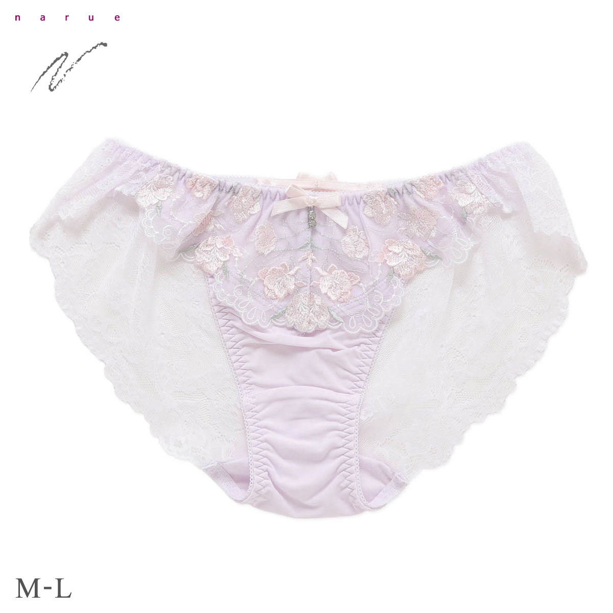 ナルエー ランジェリー ビジュードフルール バックレース 総レース ショーツ M L スタンダード バックレース NARUE(PU-パープル-M)