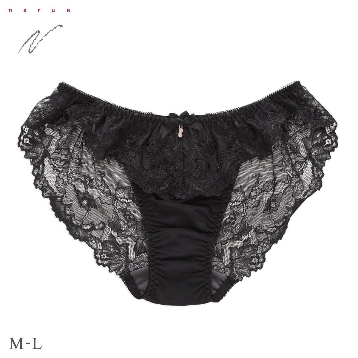 ナルエー ランジェリー ビジュードフルール バックレース 総レース ショーツ M L スタンダード バックレース NARUE(BK-ブラック-M)