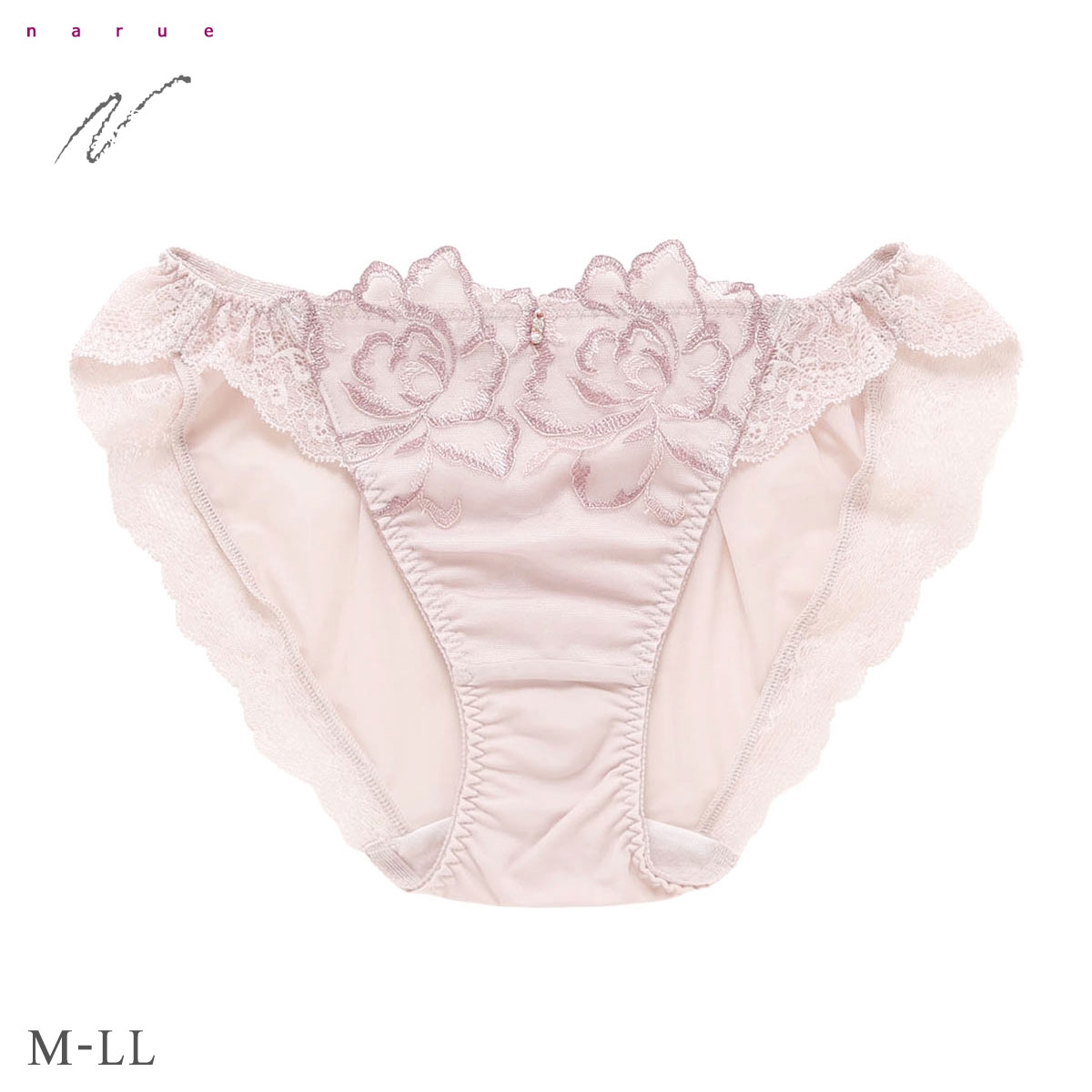 ナルエー ランジェリー ロゼリュクス ショーツ M L LL スタンダード ノーマル ビキニ バックレース 単品 大きいサイズ NARUE(PI-ピンク-M)