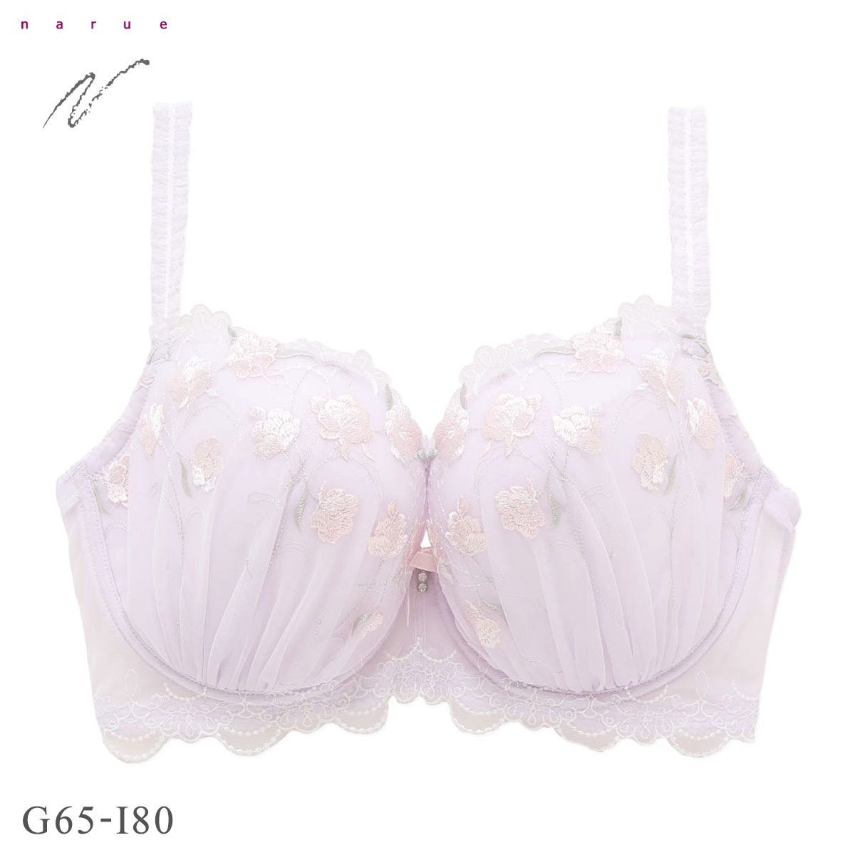 ナルエー ランジェリー ビジュードフルール ブラジャー GHI グラマー 大きいサイズ NARUE(PU-パープル-G65)