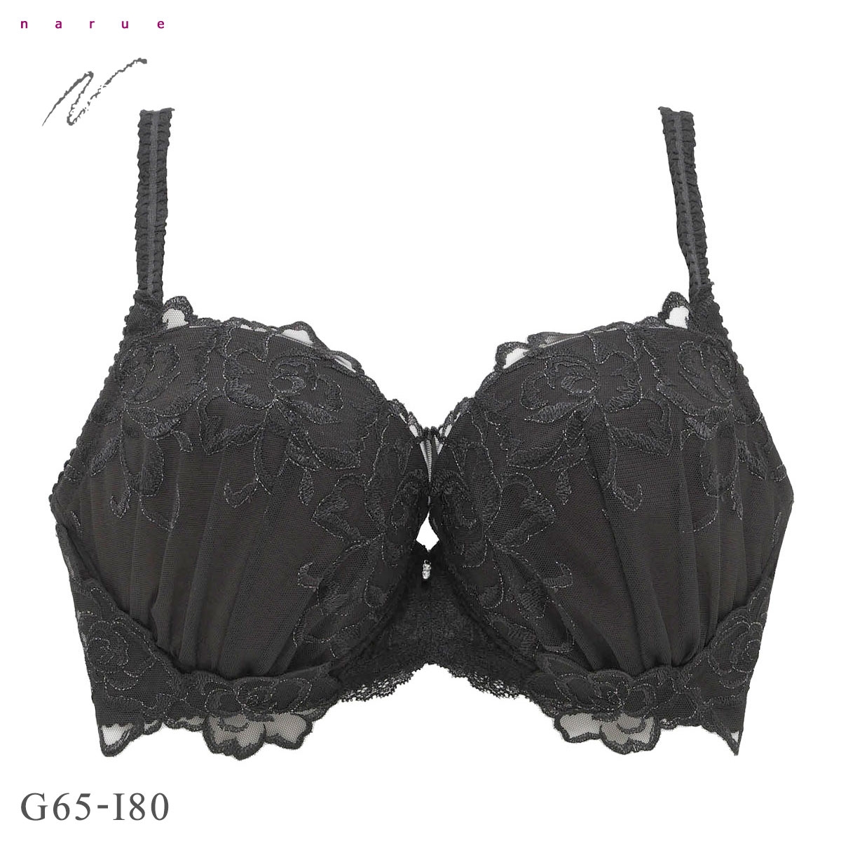 ナルエー ランジェリー ロゼリュクス ブラジャー GHI 大きいサイズ グラマーサイズ NARUE(BK-ブラック-G65)