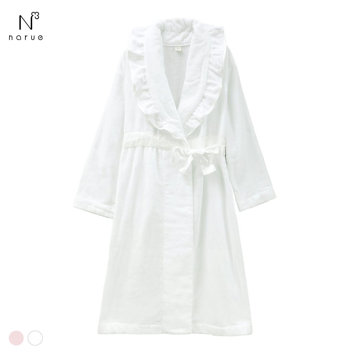 ナルエー パジャマ シャ―リングタオル バスローブ ローブ ルームウェア 綿100％ レディース NARUE(WH-ホワイト-M-L)