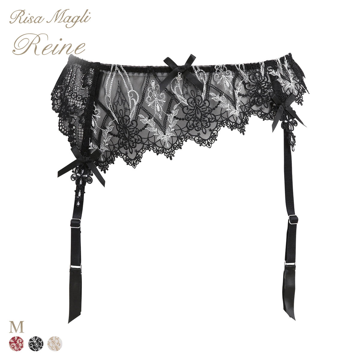 リサマリ レーヌ ジュエリー ガーターベルト ランジェリー Risa Magli Reine(BK-ブラック-M)