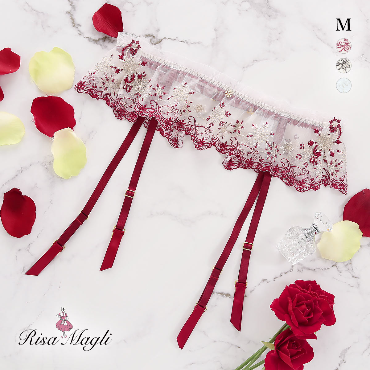 リサマリ グレッタ ガーターベルト ランジェリー Risa Magli(RE-レッド-M)