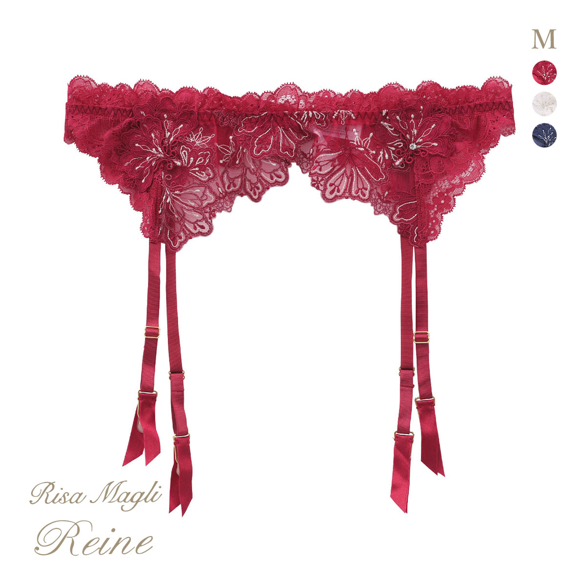 リサマリ レーヌ カロリーネ ガーターベルト ランジェリー Risa Magli Reine(RE-レッド-M)