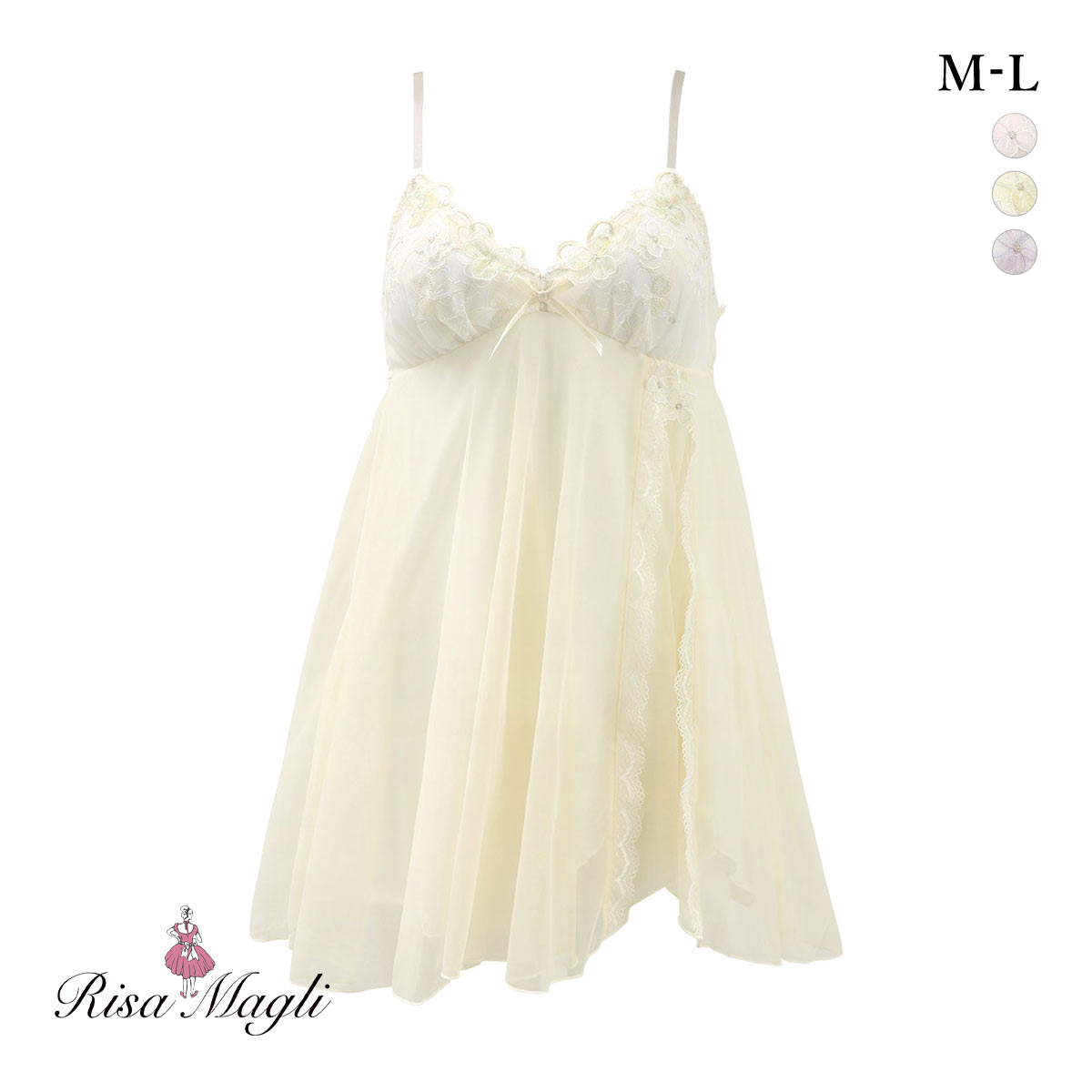 リサマリ マティア カップ付き スリップ ランジェリー Risa Magli(YE-イエロー-M-75)