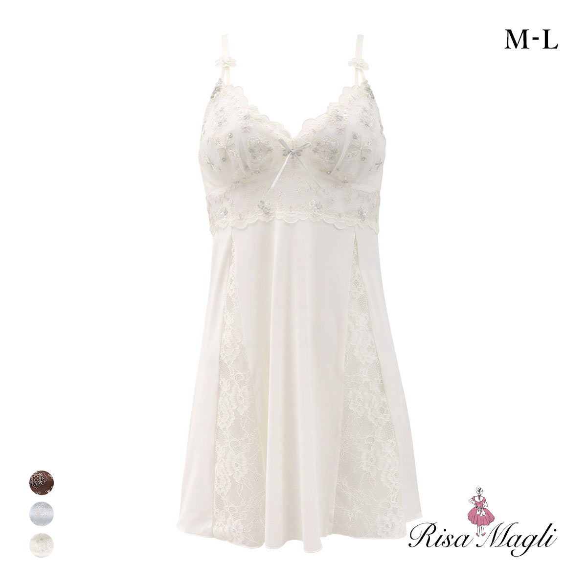 リサマリ キャシー カップ付き スリップ ランジェリー Risa Magli(IV-アイボリー-M-75)