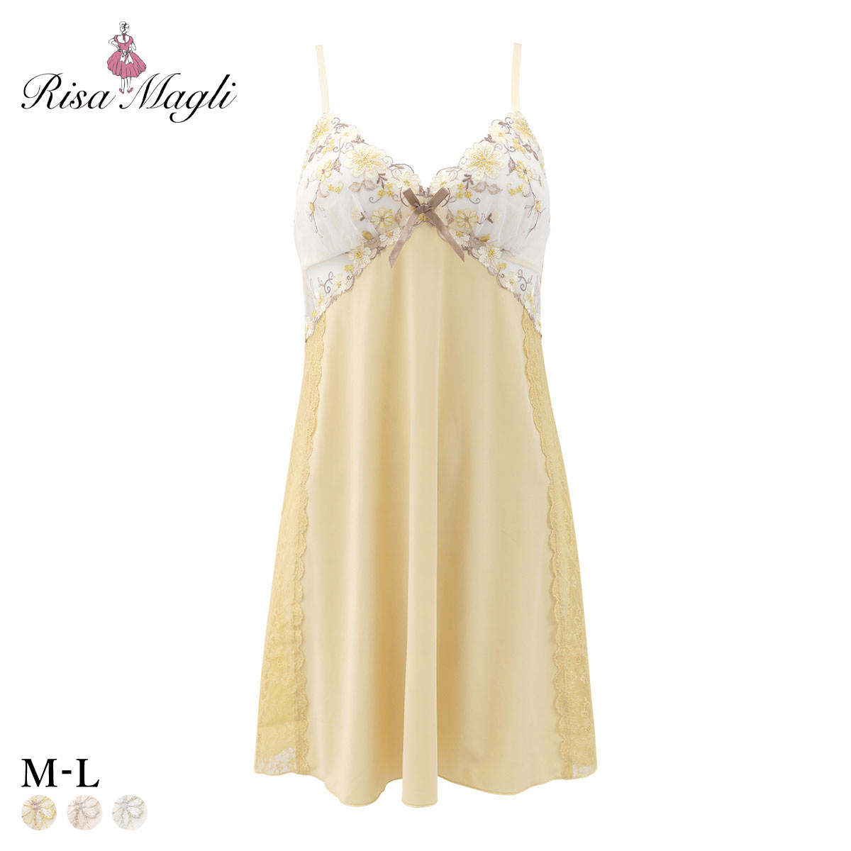 リサマリ ジア カップ付き スリップ ランジェリー Risa Magli(MUS-マスタード-M-80)