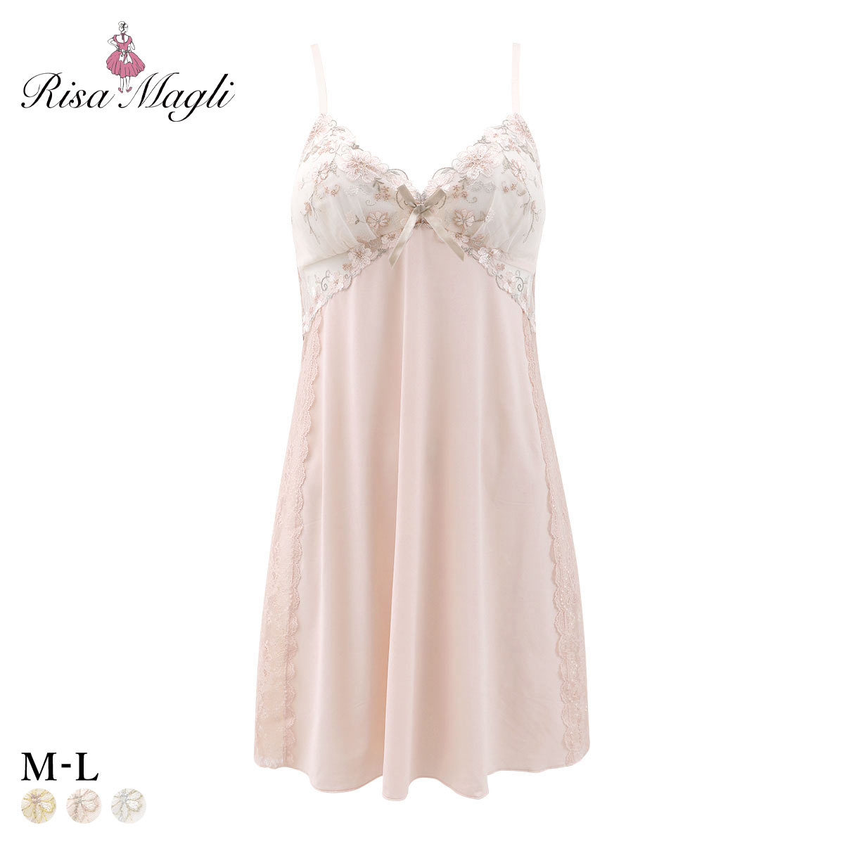 リサマリ ジア カップ付き スリップ ランジェリー Risa Magli(PI-ピンク-M-80)