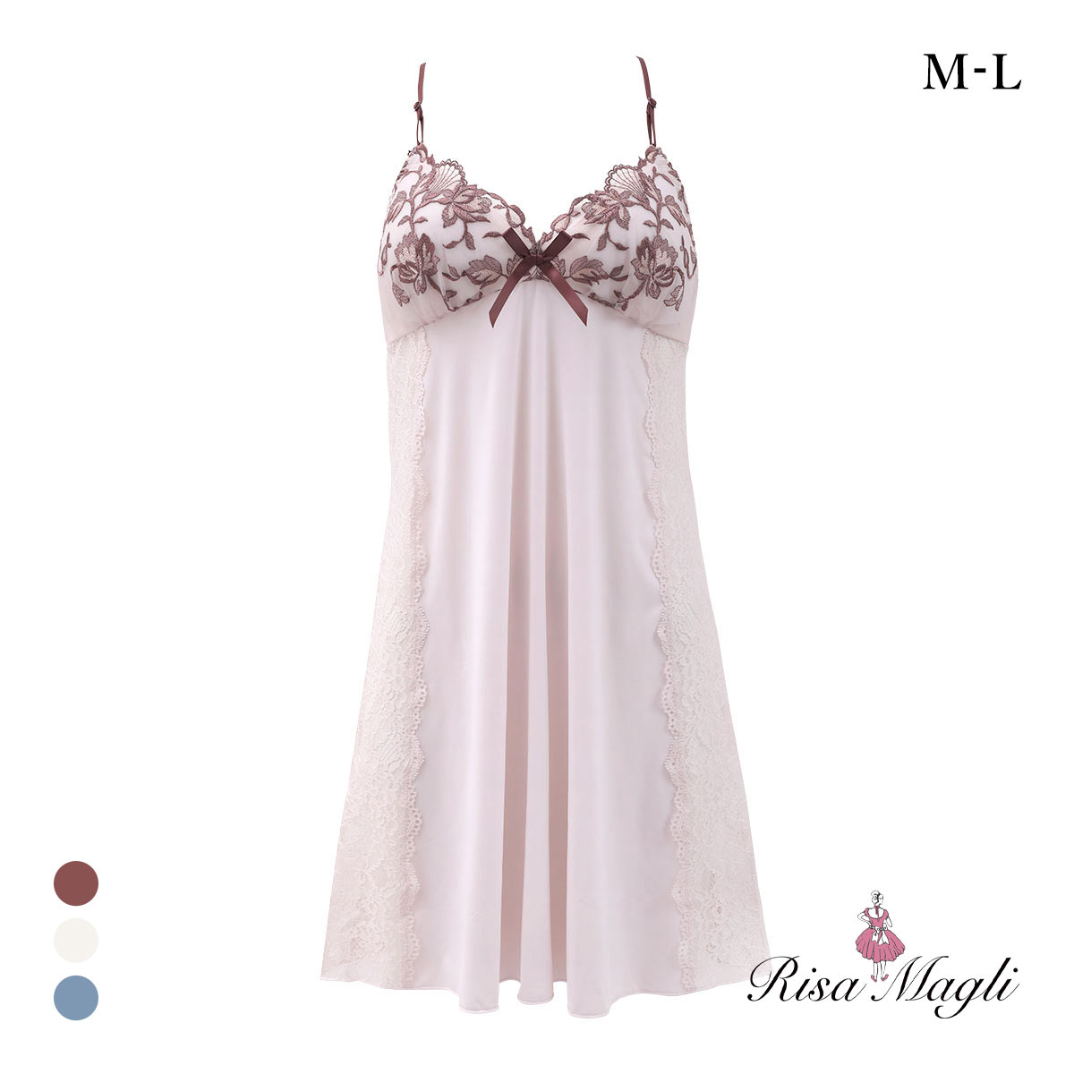 リサマリ エレノア カップ付き スリップ ランジェリー Risa Magli(BR-ブラウン-M-80)