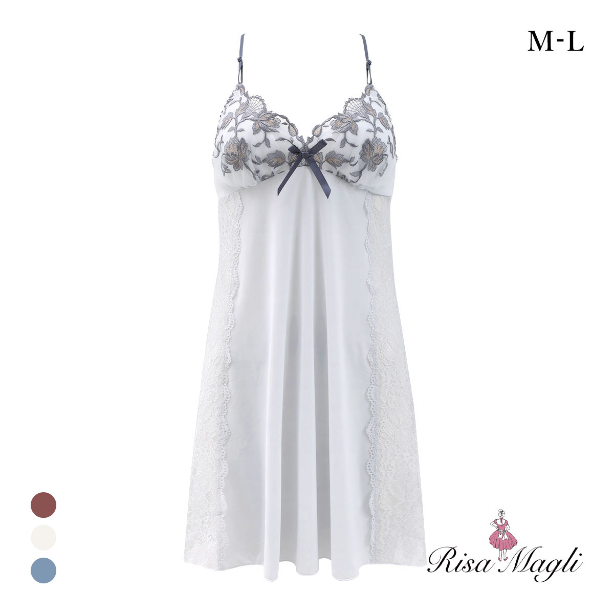 リサマリ エレノア カップ付き スリップ ランジェリー Risa Magli(BU-ブルー-M-80)