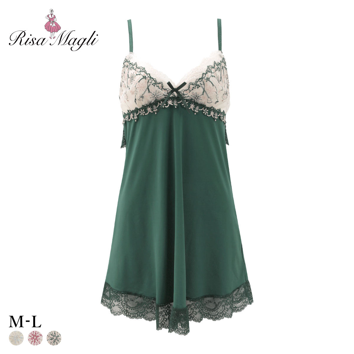 リサマリ ルビー スリップ ランジェリー Risa Magli(GR-グリーン-M-75)