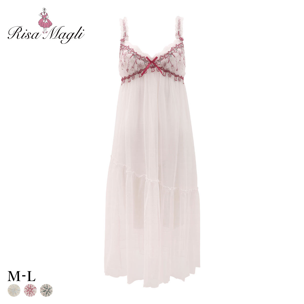 リサマリ ルビー カップ付き マキシワンピース ランジェリー Risa Magli(RE-レッド-M)