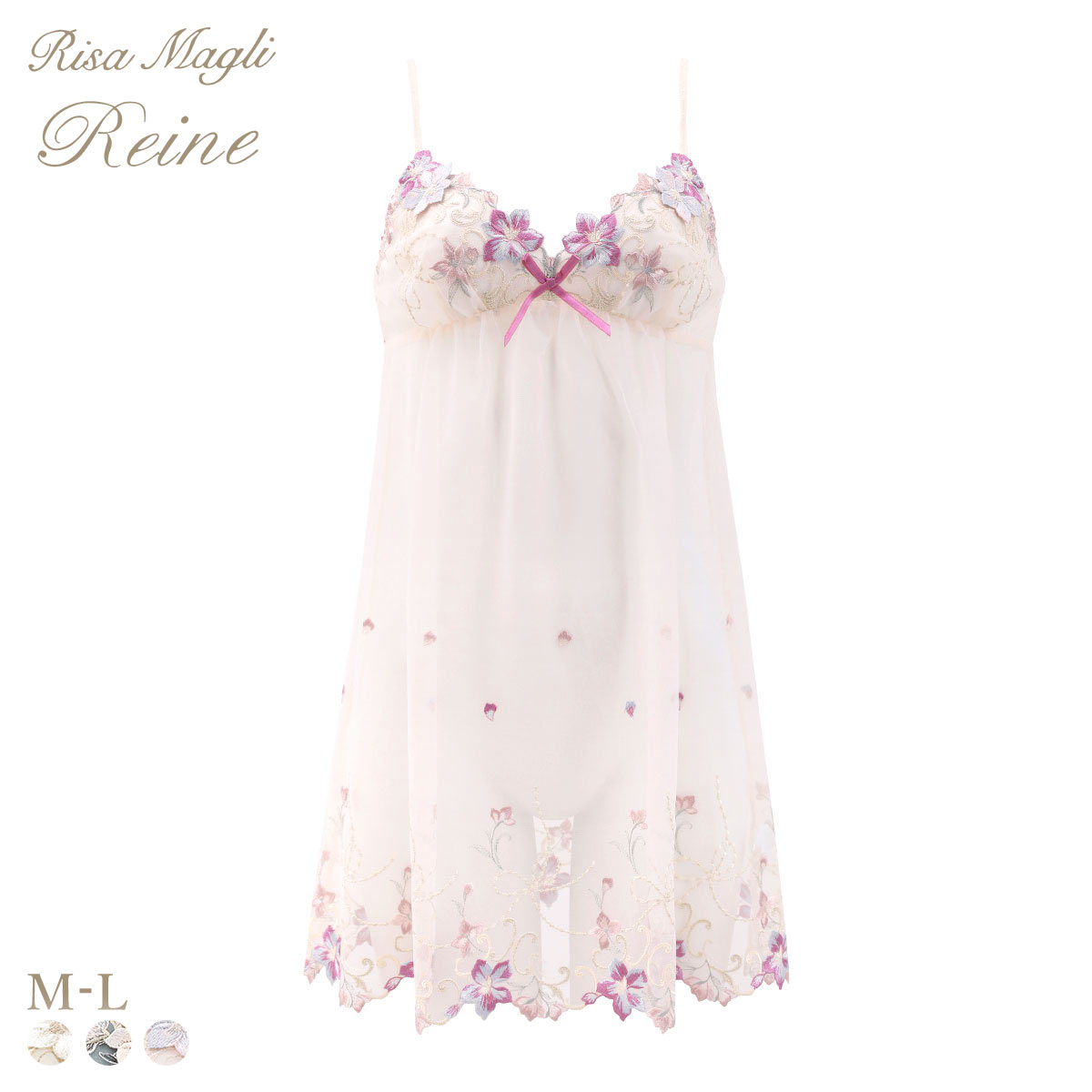 リサマリ レーヌ ヴァネッサ スリップ キャミソール ランジェリー Risa Magli Reine(PI-ピンク-M-75)