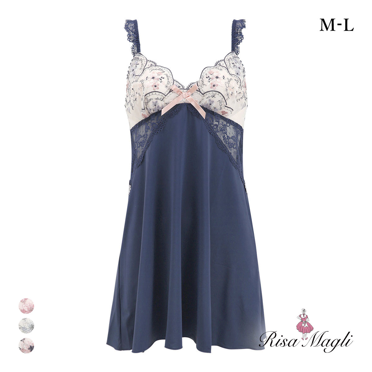 リサマリ フェリーチェ スリップ ランジェリー Risa Magli(NV-ネイビー-M-75)