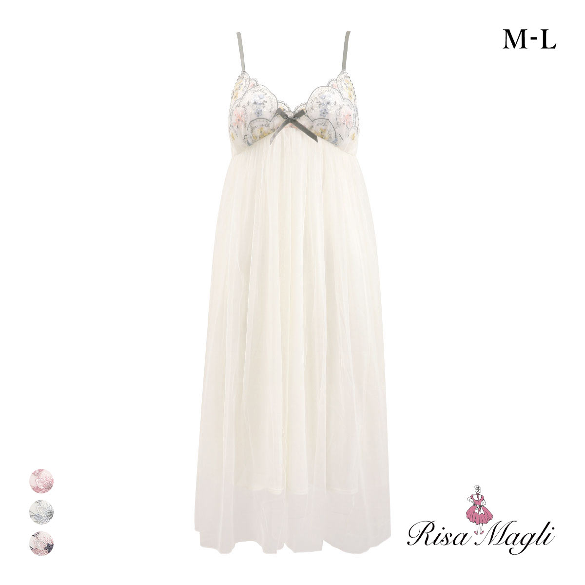 リサマリ フェリーチェ カップ付き マキシワンピース ランジェリー Risa Magli(IV-アイボリー-M)
