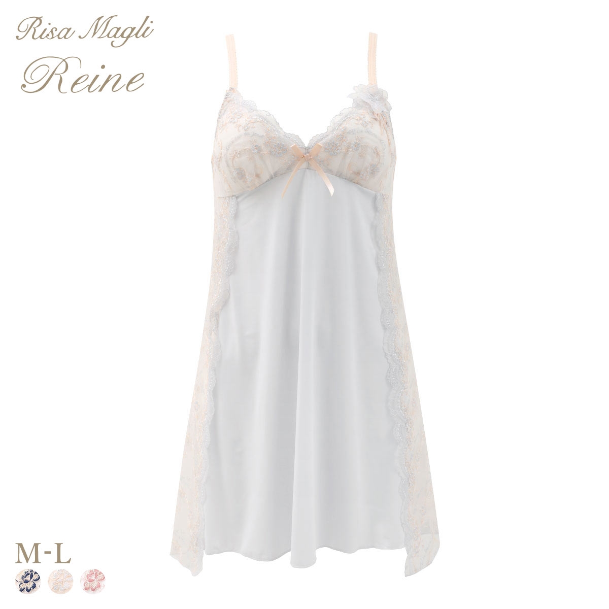 リサマリ レーヌ アルベルタ カップ付き スリップ キャミソール ランジェリー Risa Magli Reine(LGY-薄グレー-M-80)