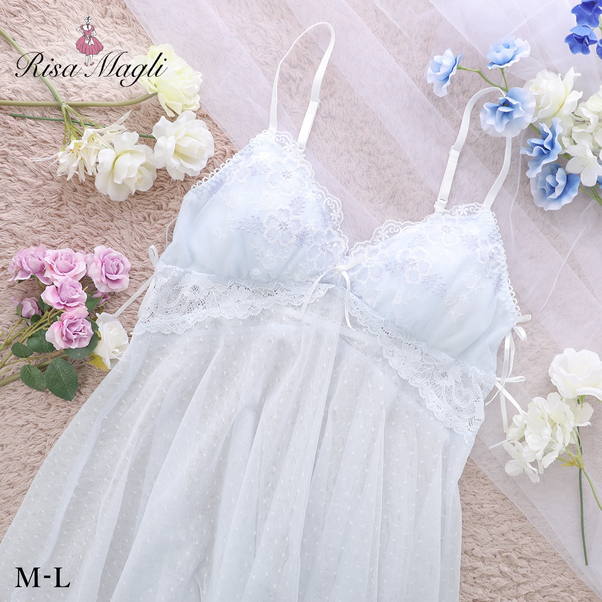 リサマリ ティニー カップ付き スリップ ランジェリー Risa Magli(SX-サックス-M-75)