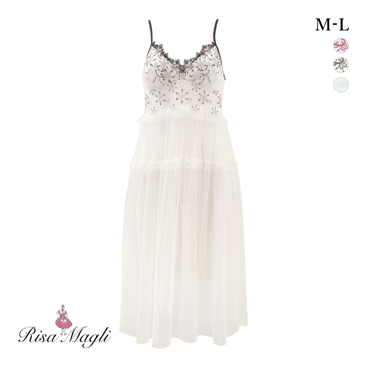リサマリ グレッタ カップ付き マキシワンピース ランジェリー Risa Magli(IV-アイボリー-M)