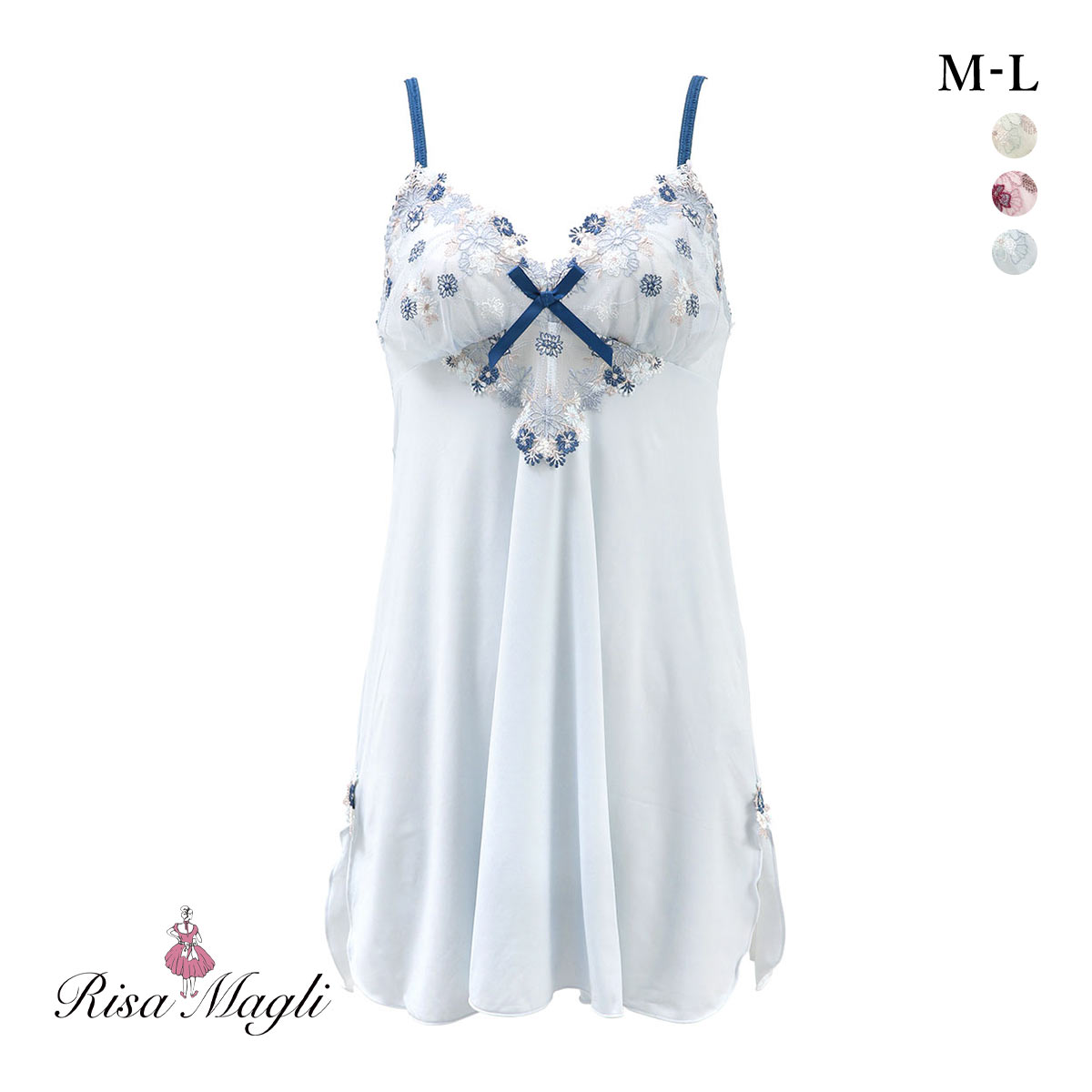 リサマリ アレッタ スリップ ランジェリー キャミソール Risa Magli(BU-ブルー-M-75)