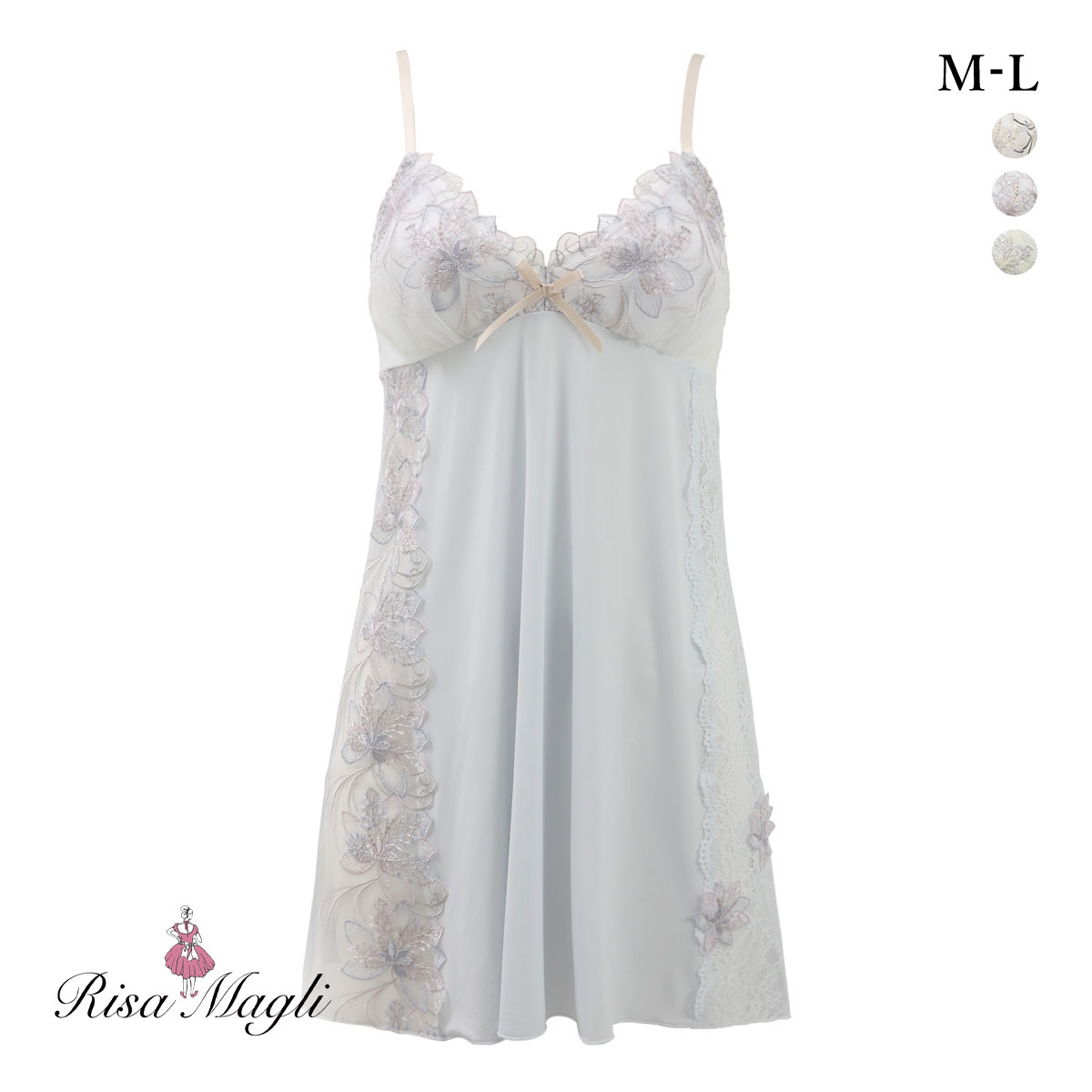 リサマリ ジェシカ カップ付き スリップ ランジェリー Risa Magli(BU-ブルー-M-75)