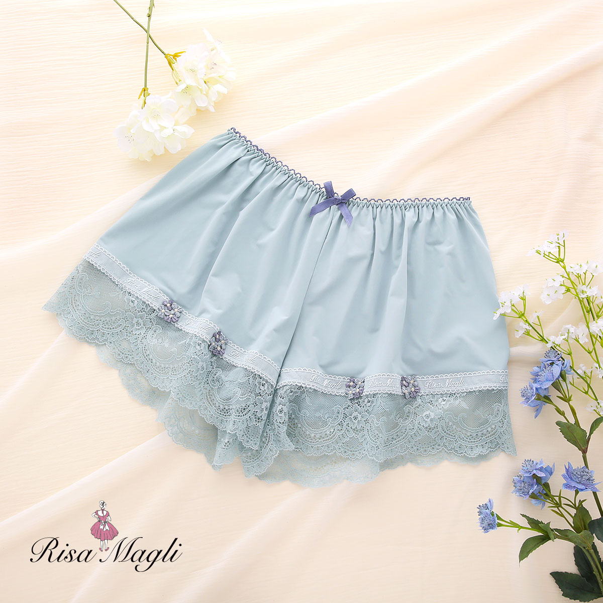 リサマリ Risa Magli クラーラ タップパンツ ショートパンツ インナー ボトムス ランジェリー(BU-ブルー-M)